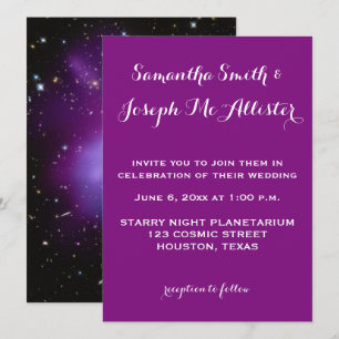 Invitación Boda Planetario Cúmulo Galaxia Púrpura