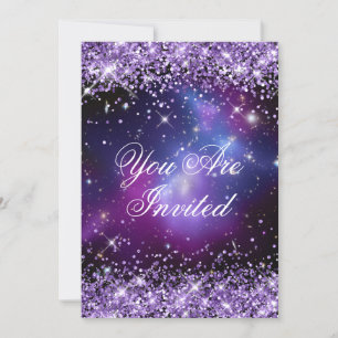 Invitación Boda Planetario Galaxia Purpúrea Brillante
