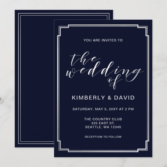 Invitación Boda Plata de la Marina Clásica (Anverso / Reverso)