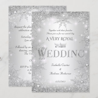 Invitación Boda Plata Paisaje Invernal Corona Real