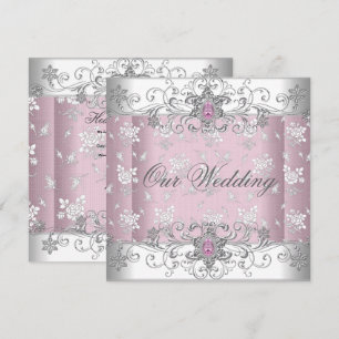 Invitación Boda Plata Rosa Lace de manguera de diamante blanc