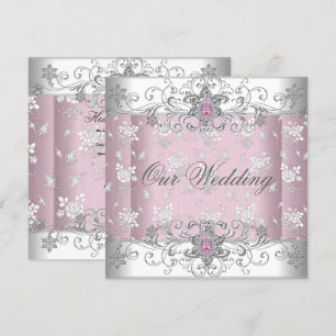 Invitación Boda Plata Rosa Lace de manguera de diamante blanc