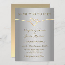 Invitación Boda Plata Y Oro Simple