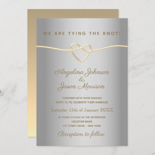 Invitación Boda Plata Y Oro Simple