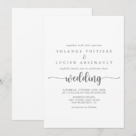 Invitación Boda plateado de caligrafía minimalista