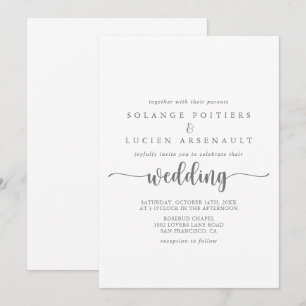 Invitación Boda plateado de caligrafía minimalista