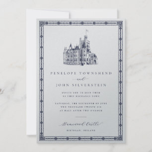 Invitación Boda plateado del Ilustracion del castillo Vintage