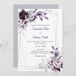 Invitación Boda plateado morado y lavanda