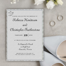 Invitación Boda plateado y gris pálido de la iglesia