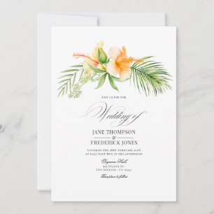 Invitación Boda playera floral tropical con acuarela