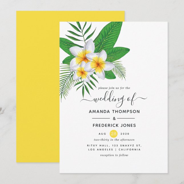 Invitación Boda playera Luau Acuarela Aloha (Anverso / Reverso)