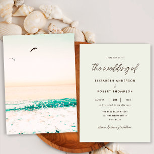 Invitación Boda Playera Minimalista Simple de Verano Retro Oc