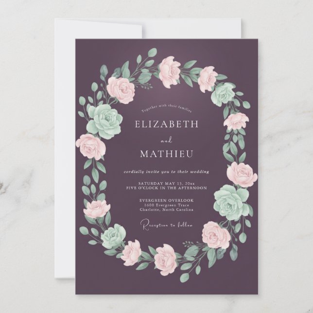 Invitación Boda Plum Majestic Evening (Anverso)