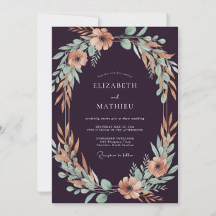 Invitación Boda Plumosa de Hojas de Melocotón