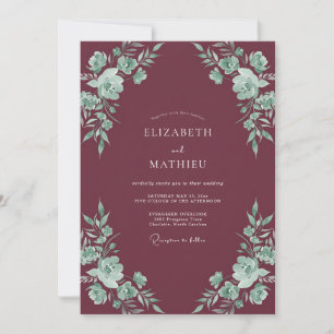 Invitación Boda Plumoso de Hojas de Menta