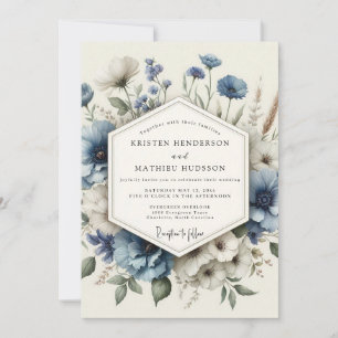 Invitación Boda Poética de Floración Azul Polvorienta