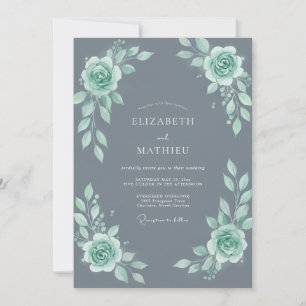 Invitación Boda poética de invierno en gris acero