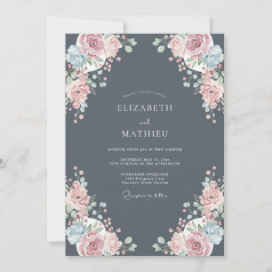 Invitación Boda Poética de Invierno Gris Carbón