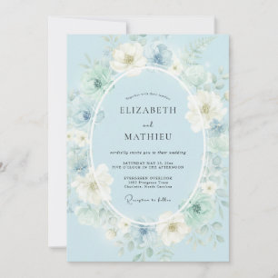 Invitación Boda poética de primavera azul ártico