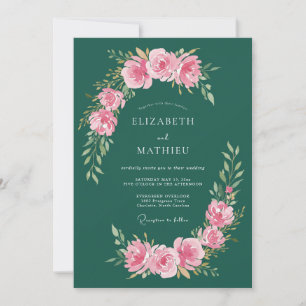 Invitación Boda poética de primavera en verde esmeralda