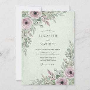 Invitación Boda poética de primavera en verde salvia