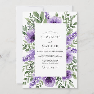 Invitación Boda poética de primavera violeta