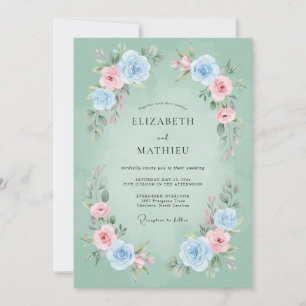 Invitación Boda Poética de Verde Menta en Primavera