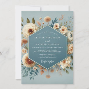 Invitación Boda Poética Floración Azul Pizarra