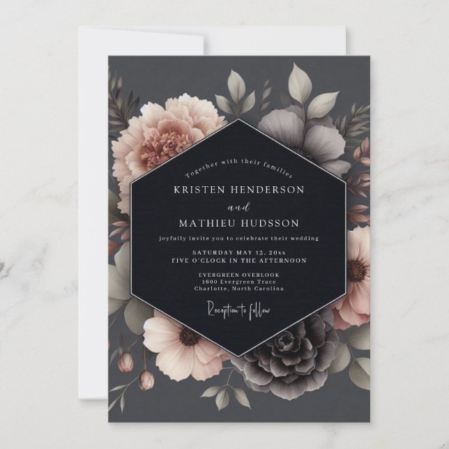 Invitación Boda Poética Rubor de Carbón (Anverso)