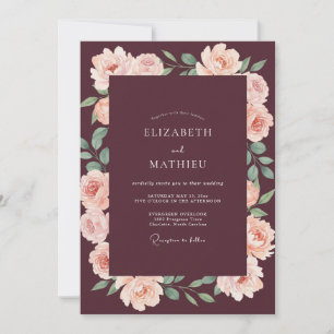 Invitación Boda Polvo de Ciruela Flor de Melocotón