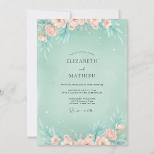 Invitación Boda Polvo de Espuma de Melocotón Peonía