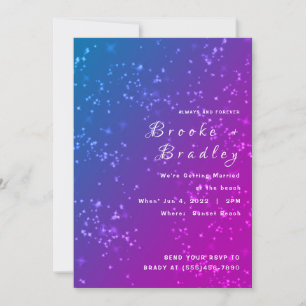 Invitación Boda Polvo de Estrellas Azul Rosa