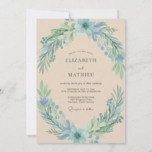 Invitación Boda Polvo de follaje de menta azulada y eucalipto