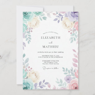 Invitación Boda Polvo de Menta Flor de Lila