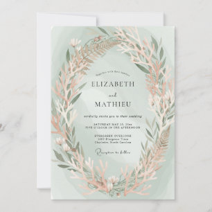 Invitación Boda Polvo de Ramas de Eucalipto Dorado Espuma de