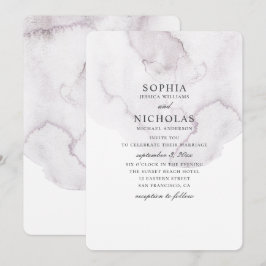 Invitación Boda polvorienta acuarela. Lavanda simple elegante