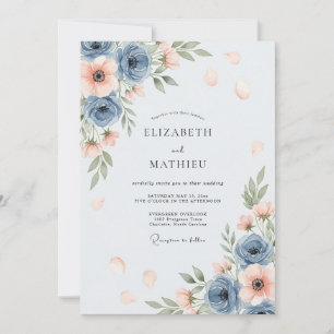 Invitación Boda polvorienta azul aireada de primavera