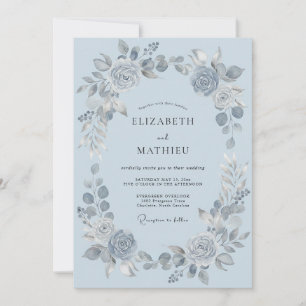 Invitación Boda polvorienta azul brumosa de invierno