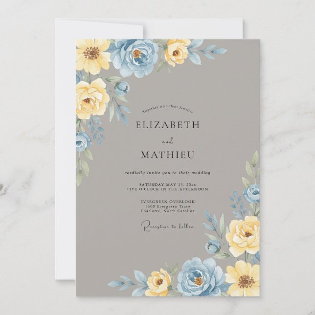 Invitación Boda polvorienta azul celestial de primavera (Anverso)