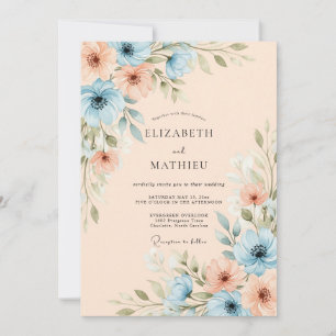 Invitación Boda Polvorienta Azul Dichosa de Primavera