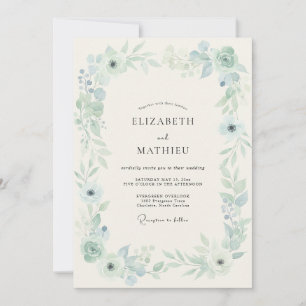 Invitación Boda polvorienta de azul luminoso de primavera