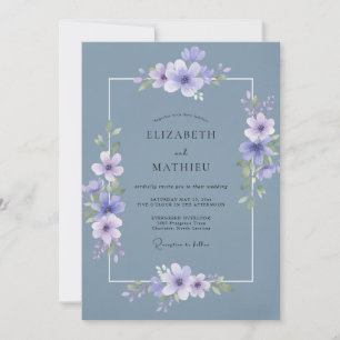 Invitación Boda Polvorienta de Azul Primaveral y Etérea
