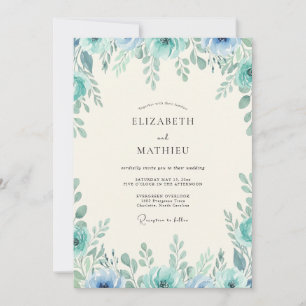 Invitación Boda Polvorienta de Eucalipto Turquesa Follaje