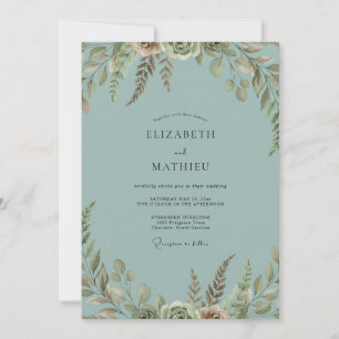 Invitación Boda Polvorienta de Hojas de Aqua
