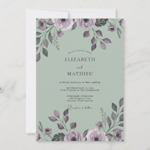 Invitación Boda Polvorienta de Hojas de Mauve y Menta