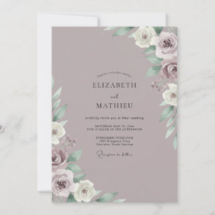 Invitación Boda Polvorienta de Lila con Hojas