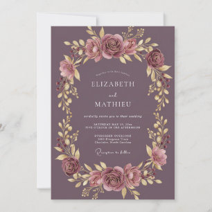 Invitación Boda Polvorienta de Otoño con Adornos de Color Mal