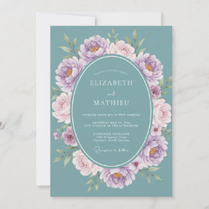 Invitación Boda polvorienta de primavera en azul turquesa cau