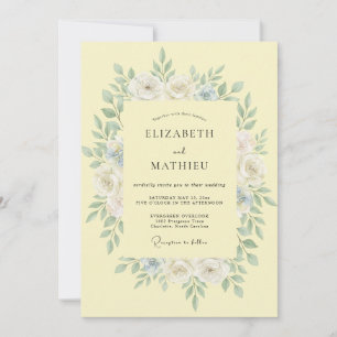 Invitación Boda Polvorienta Eucalipto Follaje Amarillo Pálido