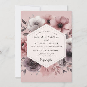 Invitación Boda Polvorienta Flor Borrosa de Ciruela